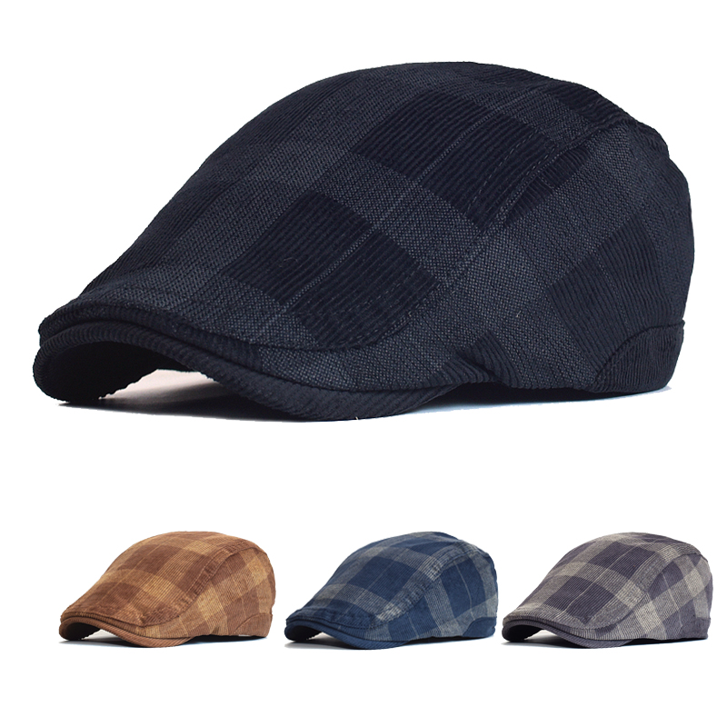 Dad Hat Cotton - Winter Vintage Plaid Dikke Baret Hoed