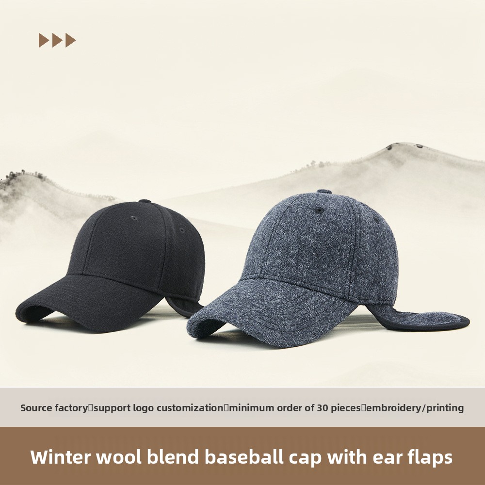 Trapper Hat Ear Flap - Unisex winter baseballpet van wolmix met