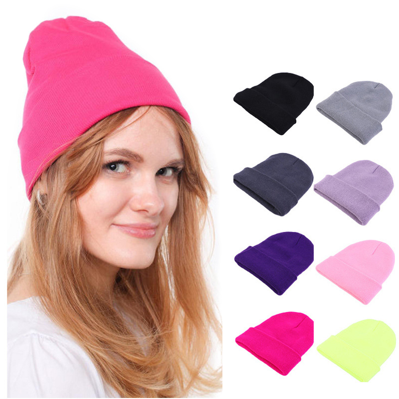 Beanie Cuffed Knit - Modieuze effen gebreide beanie muts, warme