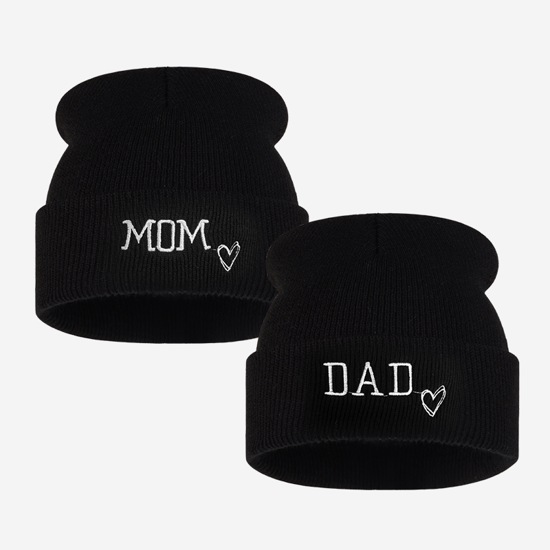 Beanie Cuffed Knit - 2-delige gebreide muts met borduurwerk voor