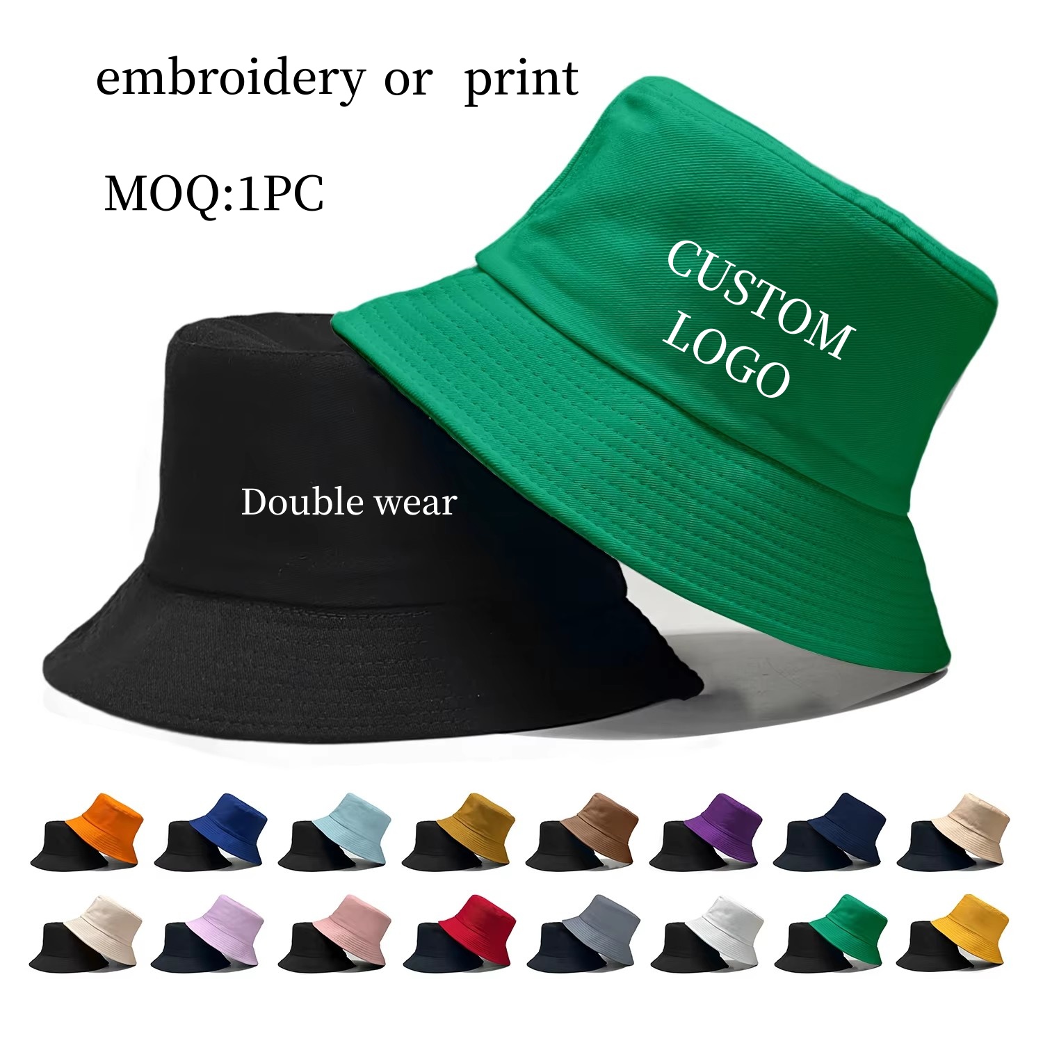 Aangepast logo dubbelzijdig vi - Bucket Hat Cotton recensie en prijs